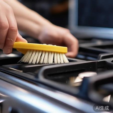 轻刷燃气灶，勿用力过猛