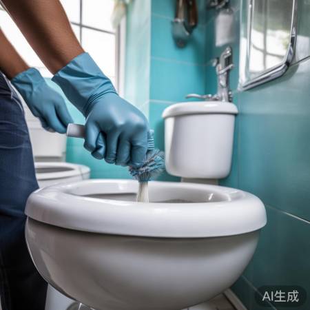 马桶堵塞，轻柔清理