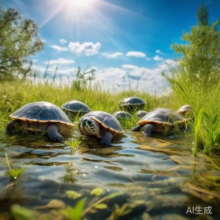 水塘奇观，保护环境，爱龟行动