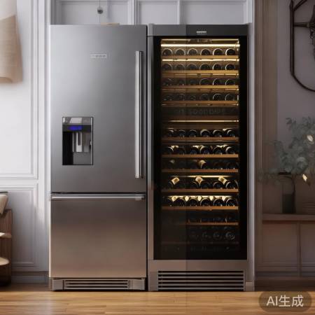 红酒柜冰箱共存，空间温馨