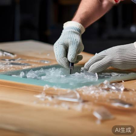 小心取下破裂玻璃